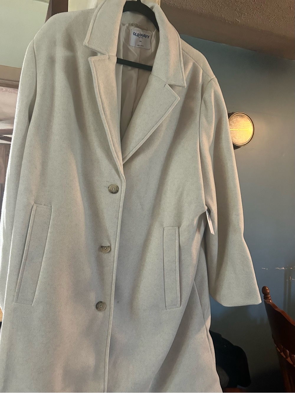 Old Navy Women's Cream Single-Breasted Pea Coat